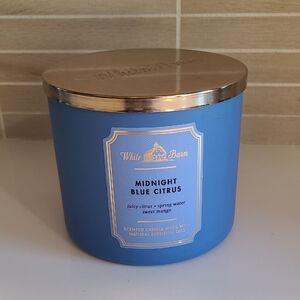 White Barn Blue Candle with Silver Lid